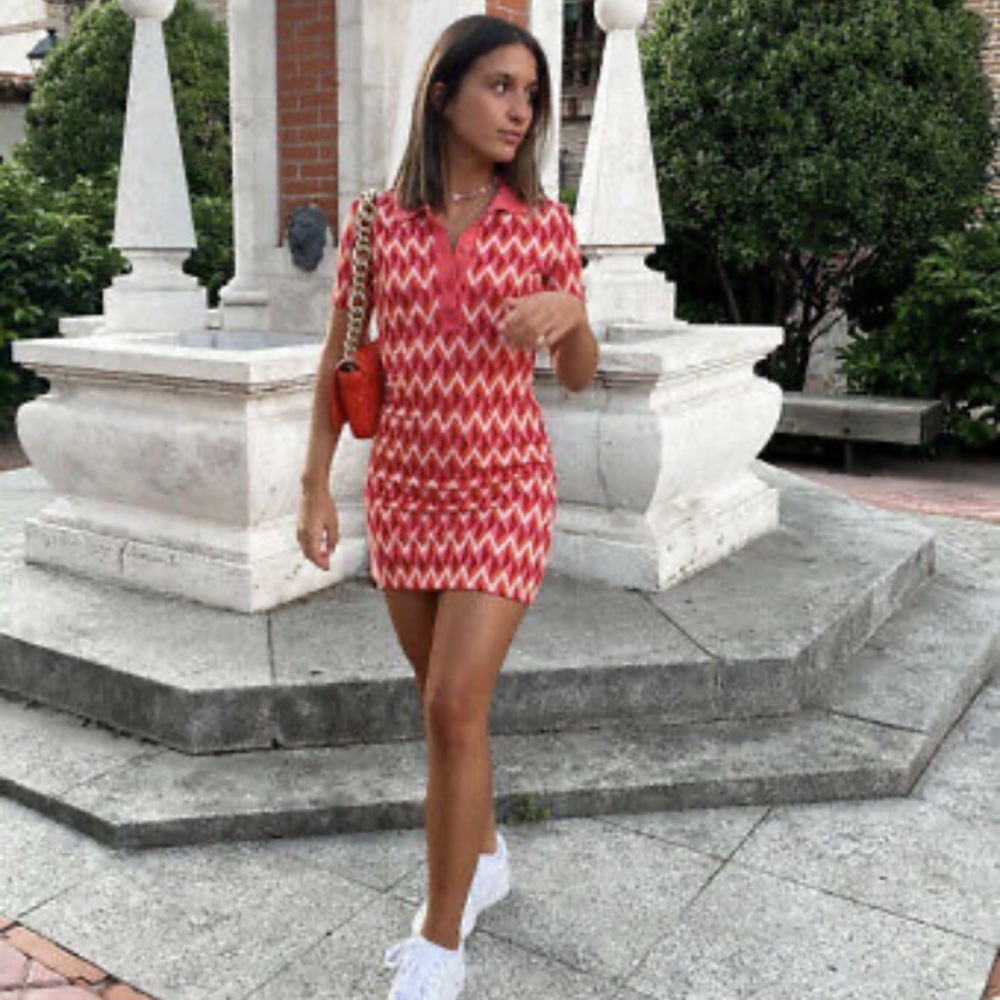NWT Zara pink jacquard dress